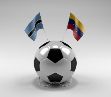 Botswana - Venezuela Futbol Bayrakları, Beyaz Arkaplan - 3D Render
