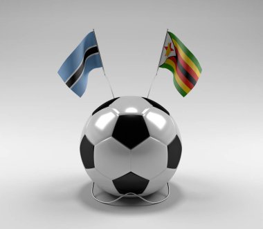 Botswana - Zimbabwe Futbol Bayrakları, Beyaz Arkaplan - 3D Render