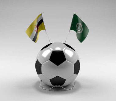 Brunei - Arap Ligi Futbol Bayrakları, Beyaz Arkaplan - 3D Render