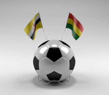Brunei - Bolivya Futbol Bayrakları, Beyaz Arkaplan - 3D Render