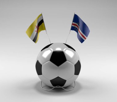 Brunei - Cape-Verde Futbol Bayrakları, Beyaz Arkaplan - 3D Render
