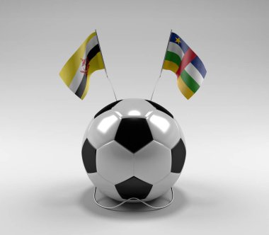 Brunei - Orta Afrika Cumhuriyeti Futbol Bayrakları, Beyaz Arkaplan - 3D Render
