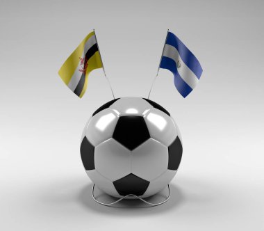 Brunei - El-Salvador Futbol Bayrakları, Beyaz Arkaplan - 3D Render