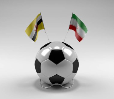 Brunei - İran Futbol Bayrakları, Beyaz Arkaplan - 3D Yapılandırma
