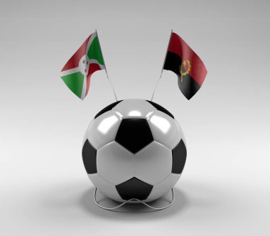 Burundi - Angola Futbol Bayrakları, Beyaz Arkaplan - 3D Render