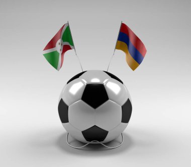 Burundi - Ermenistan Futbol Bayrakları, Beyaz Arkaplan - 3D Render