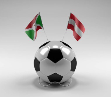 Burundi - Avusturya Futbol Bayrakları, Beyaz Arkaplan - 3D Render