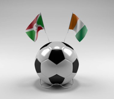 Burundi - Cote-D-Fildişi Futbol Bayrakları, Beyaz Arkaplan - 3D Render