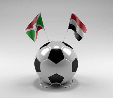 Burundi - Mısır Futbol Bayrakları, Beyaz Arkaplan - 3D Render