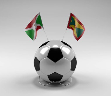 Burundi - Grenada Futbol Bayrakları, Beyaz Arkaplan - 3D Render