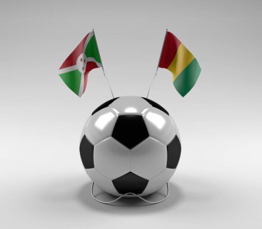 Burundi - Gine Futbol Bayrakları, Beyaz Arkaplan - 3D Render
