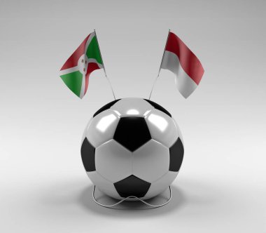 Burundi - Endonezya Futbol Bayrakları, Beyaz Arkaplan - 3D Render