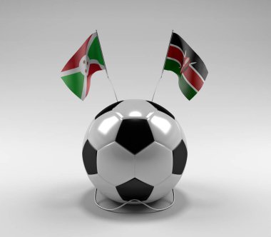 Burundi - Kenya Futbol Bayrakları, Beyaz Arkaplan - 3D Render