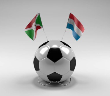 Burundi - Lüksemburg Futbol Bayrakları, Beyaz Arkaplan - 3D Render