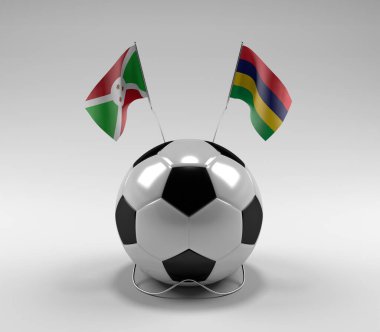 Burundi - Mauritius Futbol Bayrakları, Beyaz Arkaplan - 3D Render