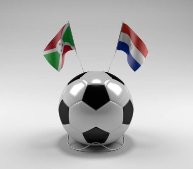 Burundi - Paraguay Futbol Bayrakları, Beyaz Arkaplan - 3D Render