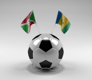 Burundi - Saint-Vincent-and the-Grenadines Futbol Bayrakları, Beyaz Arkaplan - 3D