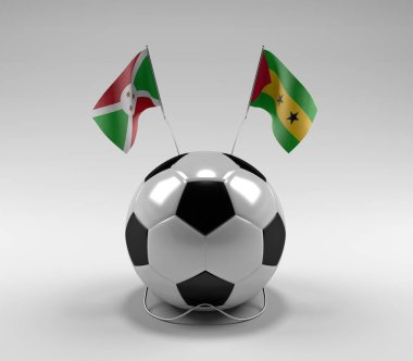 Burundi - Sao-Tome-Principe Futbol Bayrakları, Beyaz Arkaplan - 3D Render