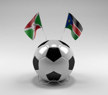 Burundi - Güney Sudan Futbol Bayrakları, Beyaz Arkaplan - 3D Render