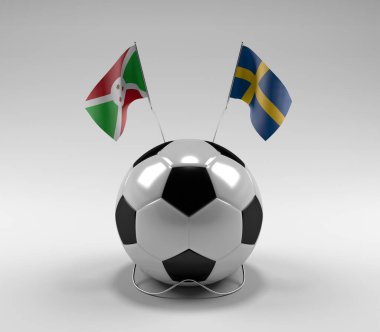Burundi - İsveç Futbol Bayrakları, Beyaz Arkaplan - 3D Render