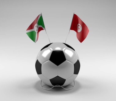 Burundi - Tunus Futbol Bayrakları, Beyaz Arkaplan - 3D Render