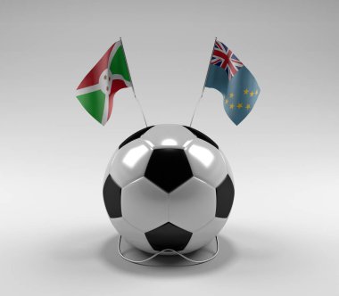 Burundi - Tuvalu Futbol Bayrakları, Beyaz Arkaplan - 3D Render
