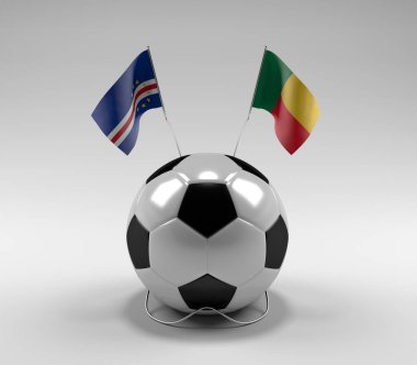 Cape-Verde - Benin Futbol Bayrakları, Beyaz Arkaplan - 3D Render