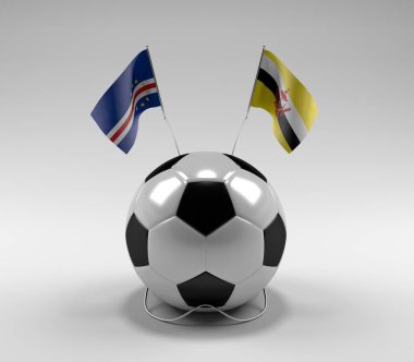 Cape-Verde - Brunei Futbol Bayrakları, Beyaz Arkaplan - 3D Render
