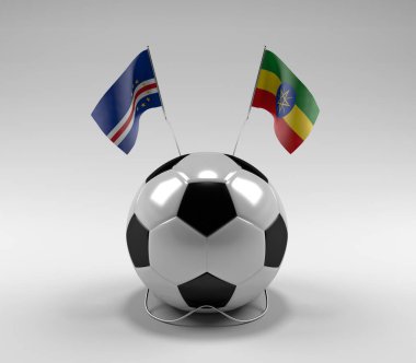 Cape-Verde - Etiyopya Futbol Bayrakları, Beyaz Arkaplan - 3D Render