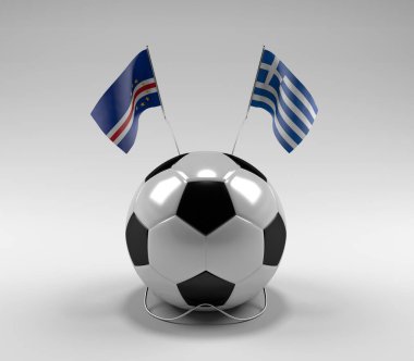 Cape-Verde - Yunanistan Futbol Bayrakları, Beyaz Arkaplan - 3D Render