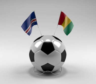 Cape-Verde - Gine Futbol Bayrakları, Beyaz Arkaplan - 3D Render
