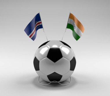 Cape-Verde - Hindistan Futbol Bayrakları, Beyaz Arkaplan - 3D Render
