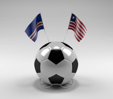 Cape-Verde - Liberya Futbol Bayrakları, Beyaz Arkaplan - 3D Render