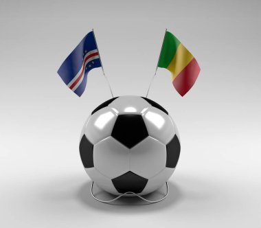 Cape-Verde - Mali Futbol Bayrakları, Beyaz Arkaplan - 3D Render