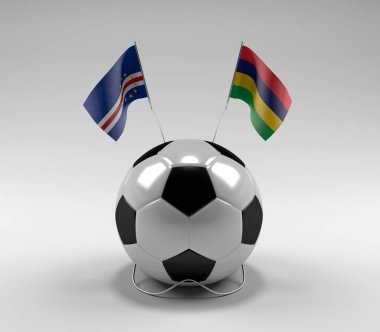 Cape-Verde - Mauritius Futbol Bayrakları, Beyaz Arkaplan - 3D Render