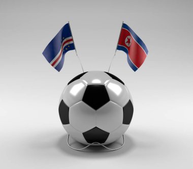 Cape-Verde - Kuzey Kore Futbol Bayrakları, Beyaz Arkaplan - 3D Render