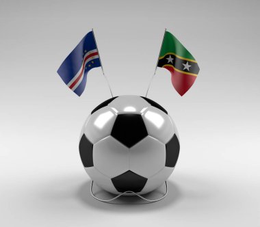 Cape-Verde - Saint-Kitts-and-Nevis Futbol Bayrakları, Beyaz Arkaplan - 3D Render