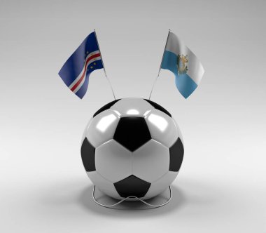 Cape-Verde - San-Marino Futbol Bayrakları, Beyaz Arkaplan - 3D Render