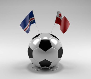 Cape-Verde - Tonga Futbol Bayrakları, Beyaz Arkaplan - 3D Render