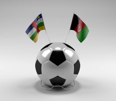 Orta Afrika Cumhuriyeti - Afganistan Futbol Bayrakları, Beyaz Arkaplan - 3D Render