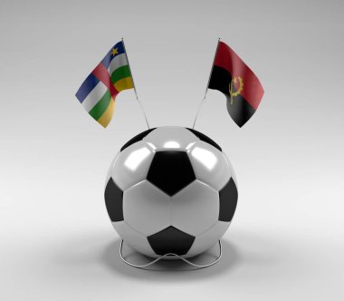 Orta Afrika Cumhuriyeti - Angola Futbol Bayrakları, Beyaz Arkaplan - 3D Render