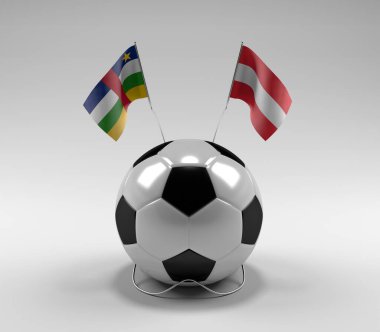 Orta Afrika Cumhuriyeti - Avusturya Futbol Bayrakları, Beyaz Arkaplan - 3D Render