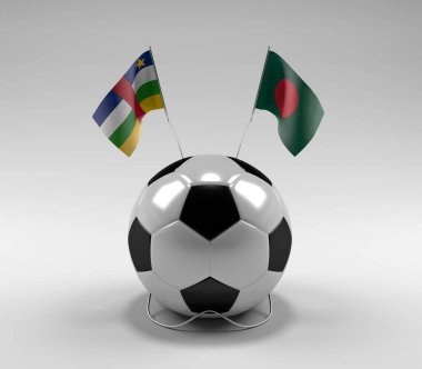 Orta Afrika Cumhuriyeti - Bangladeş Futbol Bayrakları, Beyaz Arkaplan - 3D Render