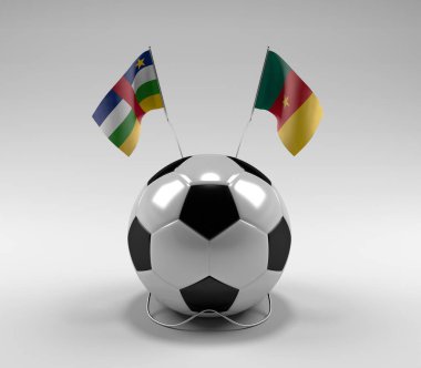 Orta Afrika Cumhuriyeti - Kamerun Futbol Bayrakları, Beyaz Arkaplan - 3D Render