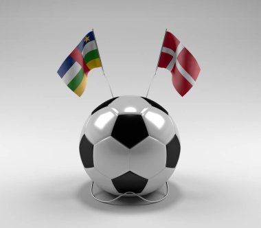 Orta Afrika Cumhuriyeti - Danimarka Futbol Bayrakları, Beyaz Arkaplan - 3D Render