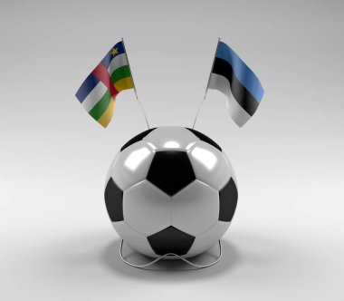 Orta Afrika Cumhuriyeti - Estonya Futbol Bayrakları, Beyaz Arkaplan - 3D Render