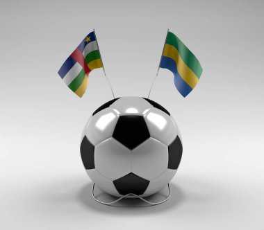 Orta Afrika Cumhuriyeti - Gabon Futbol Bayrakları, Beyaz Arkaplan - 3D Render