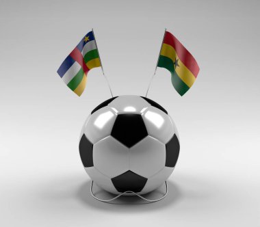 Orta Afrika Cumhuriyeti - Gana Futbol Bayrakları, Beyaz Arkaplan - 3D Render