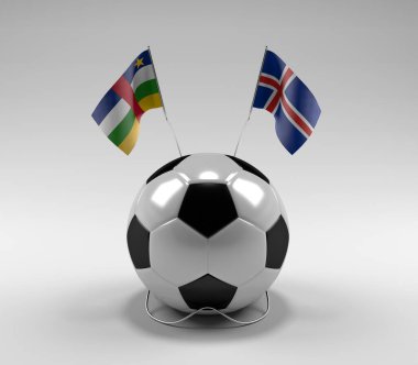 Orta Afrika Cumhuriyeti - İzlanda Futbol Bayrakları, Beyaz Arkaplan - 3D Render