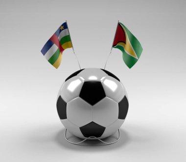 Orta Afrika Cumhuriyeti - Guyana Futbol Bayrakları, Beyaz Arkaplan - 3D Render